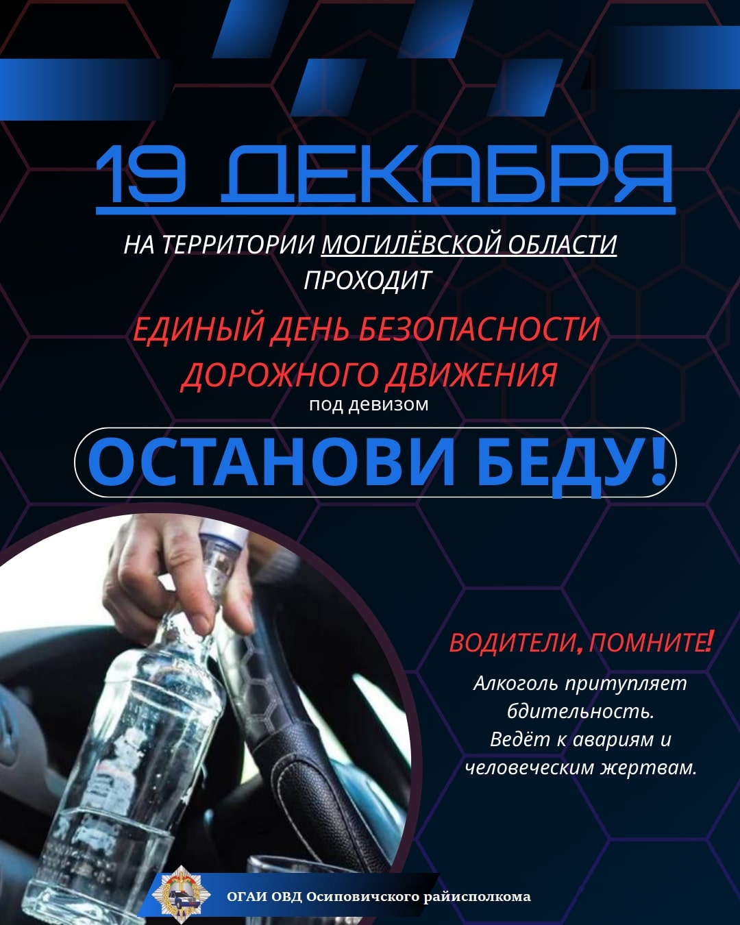 Информационные материалы в рамках Единого дня безопасности дорожного движения «Останови беду!» (19 декабря 2025 года)